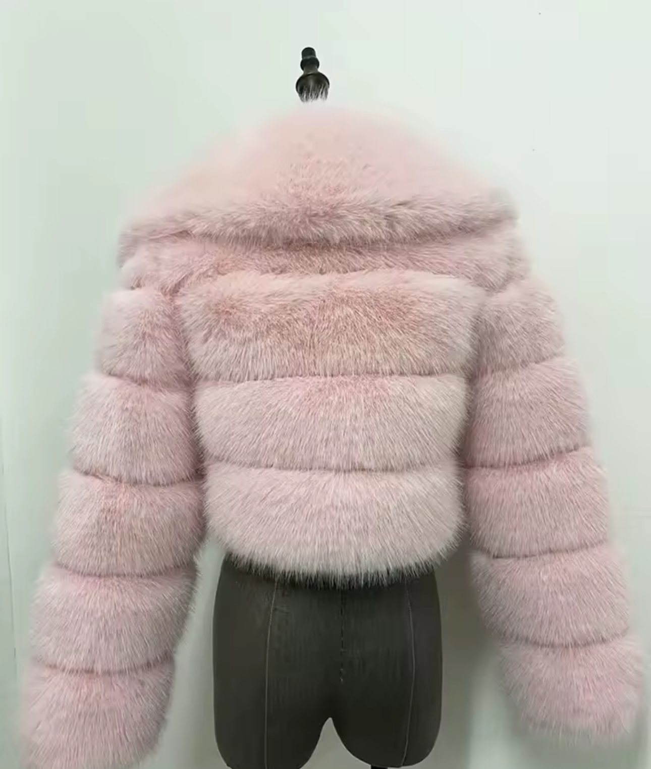 Baby Pink Cropped Faux Fur Outerwear Jacket