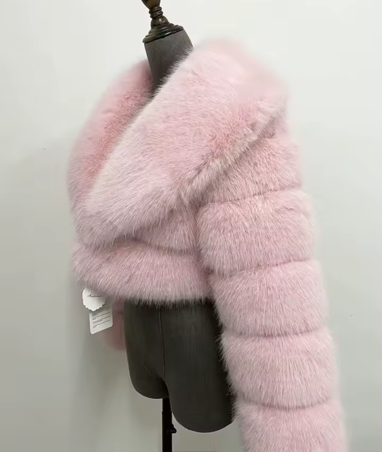 Baby Pink Cropped Faux Fur Outerwear Jacket